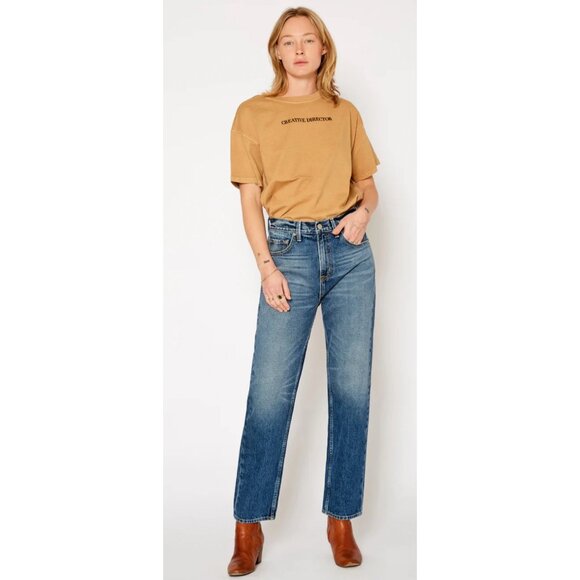 NOEND High Rise Relaxed Straight Jeans Womens 29 Blue Made USA 100% Cotton Denim - Picture 2 of 16